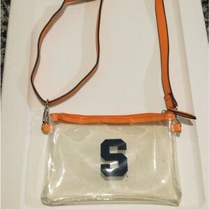 Syracuse Block S Used Clear Crossbody Mini Bag with Orange Trim